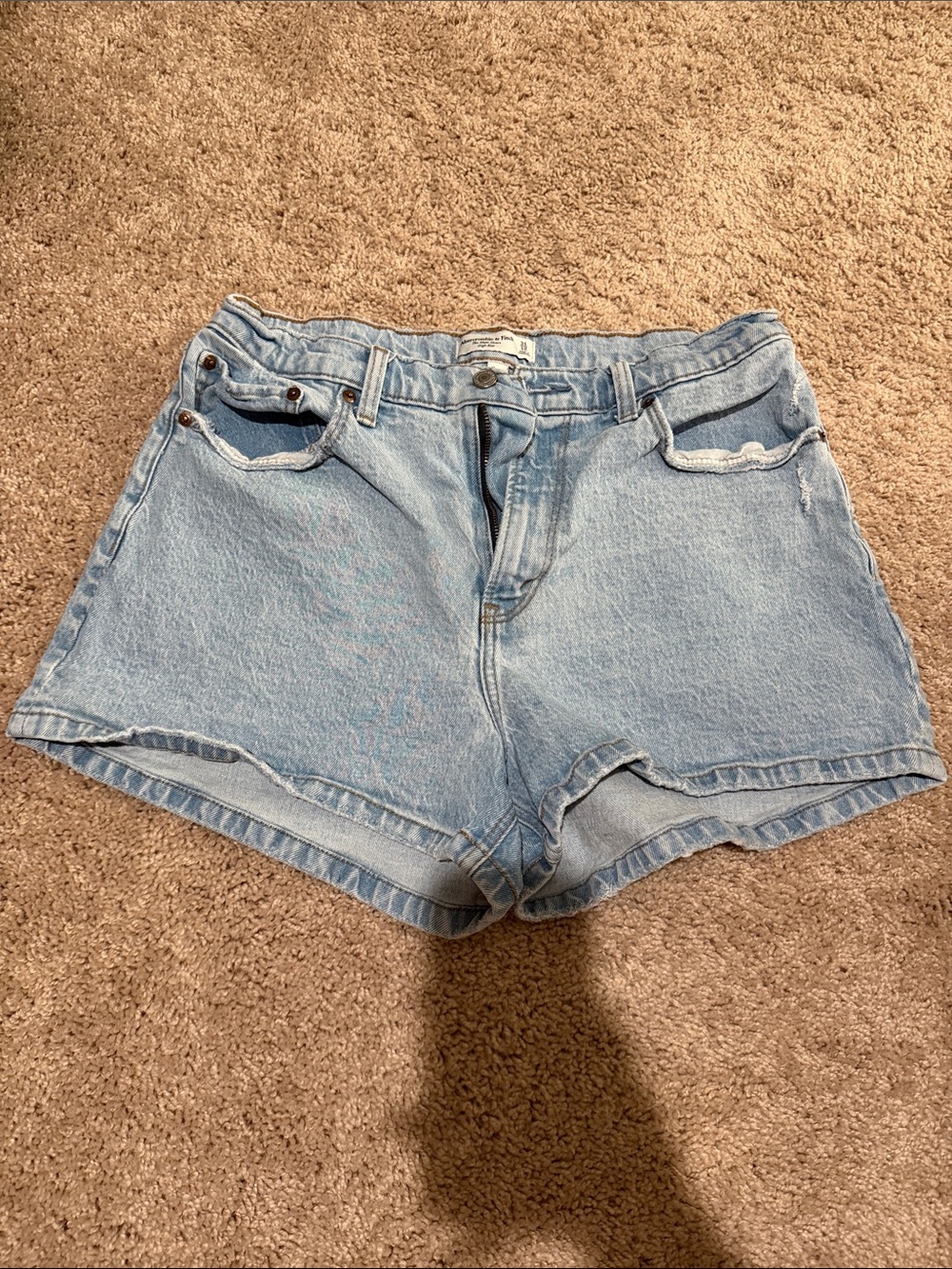 Abercrombie & Fitch Light Wash Denim High-Rise Shorts